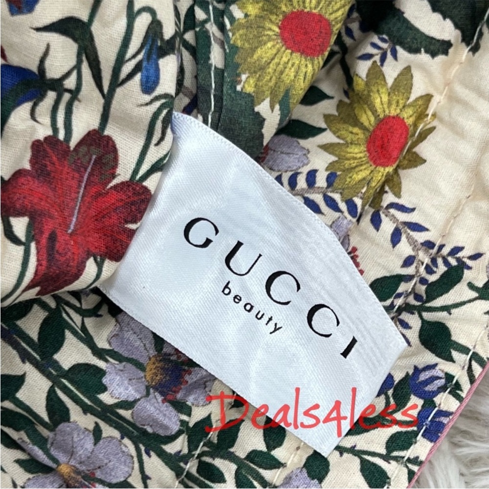 Gucci Pouch Drawstring Bag Cosmetic Pouch Travel Case Purse Lined Floral NEW - Picture 11 of 12